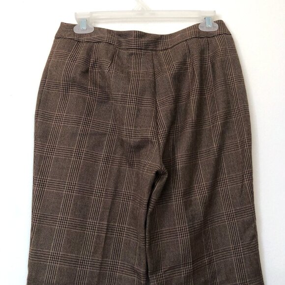 JONES NEW YORK JNY Tan Brown Burgundy Maroon Plaid WOOL Blend Dress Pants PETITE - Picture 9 of 10